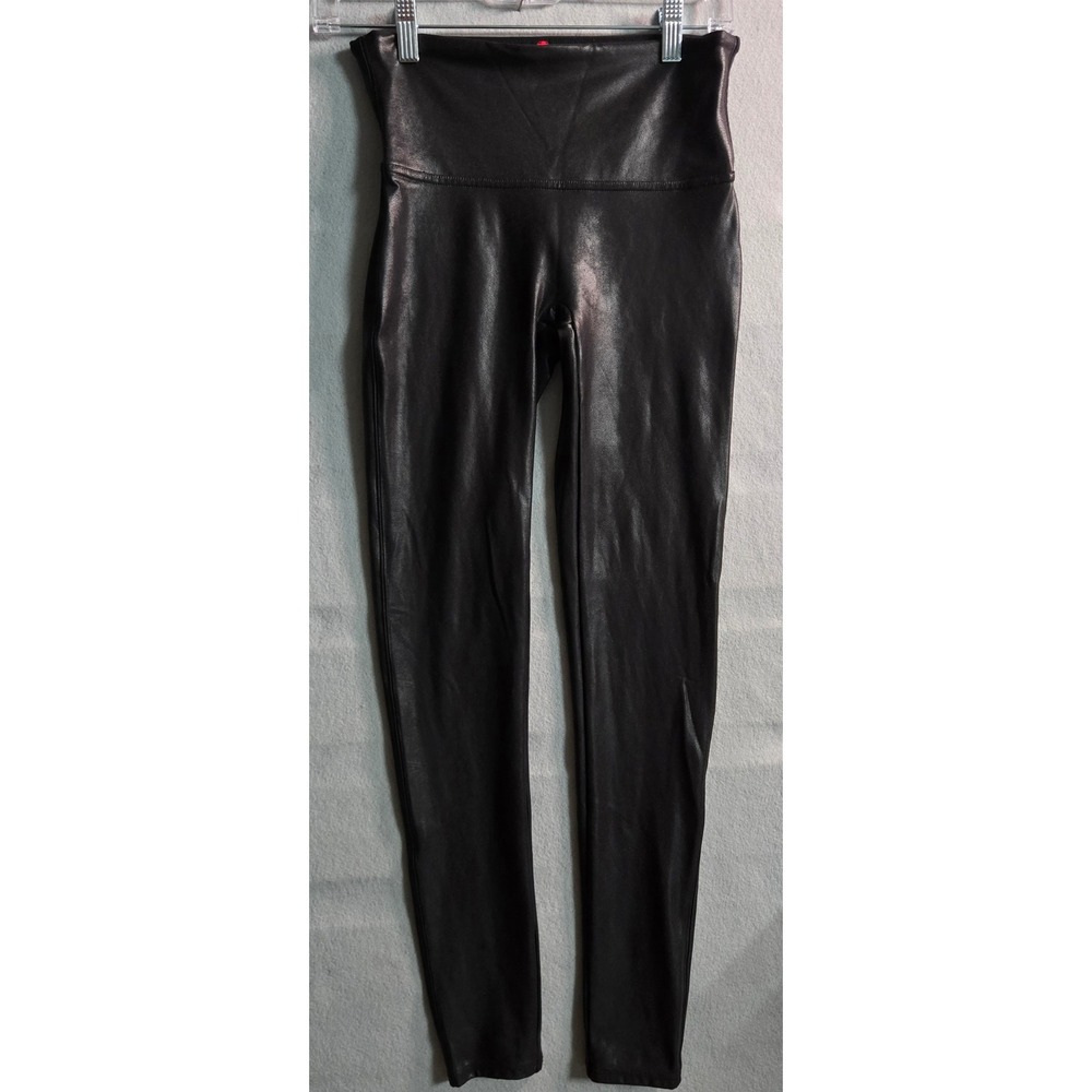 Spanx Faux Leather Leggings Black High Rise Shaping Pants Medium M 20110R